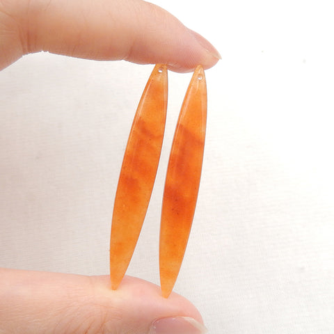 Paire de boucles d'oreilles Aventurine rouge nouveau design, pierre pour la fabrication de boucles d'oreilles, 50x8x4mm, 5.8g