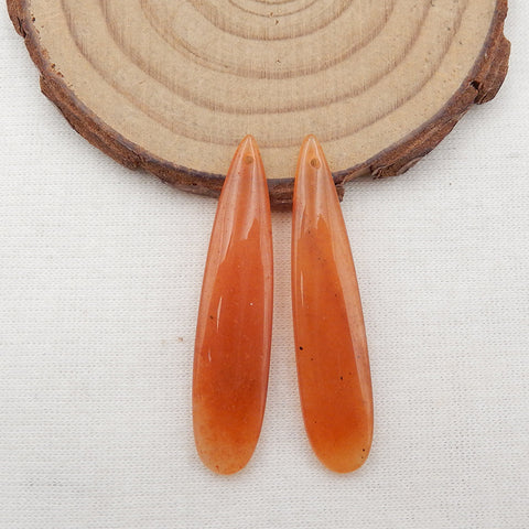 Paire de boucles d'oreilles Aventurine rouge nouveau design, pierre pour la fabrication de boucles d'oreilles, 42x10x4mm, 5.5g