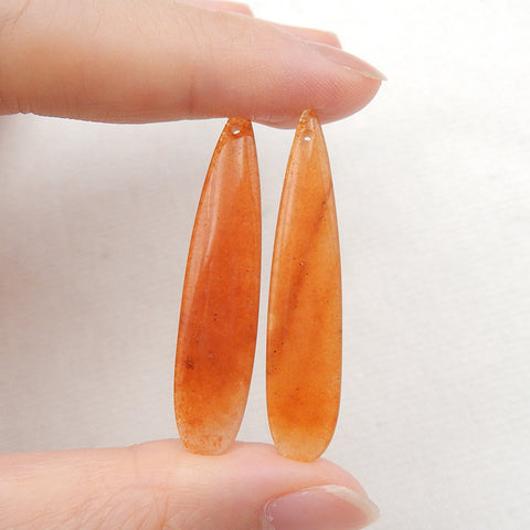Paire de boucles d'oreilles Aventurine rouge nouveau design, pierre pour la fabrication de boucles d'oreilles, 42x10x4mm, 5.5g