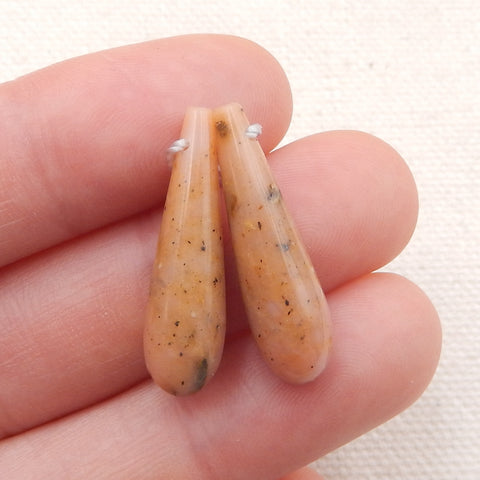 天然粉色蛋白石钻孔泪珠耳环一对,24x7 毫米,2.3 克