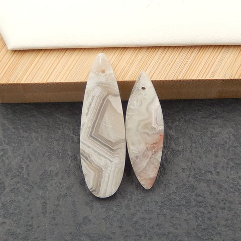 2 PCS Natural Crazy Lace Agate Pendant Beads 37x4x12mm, 30x10X4mm, 5g