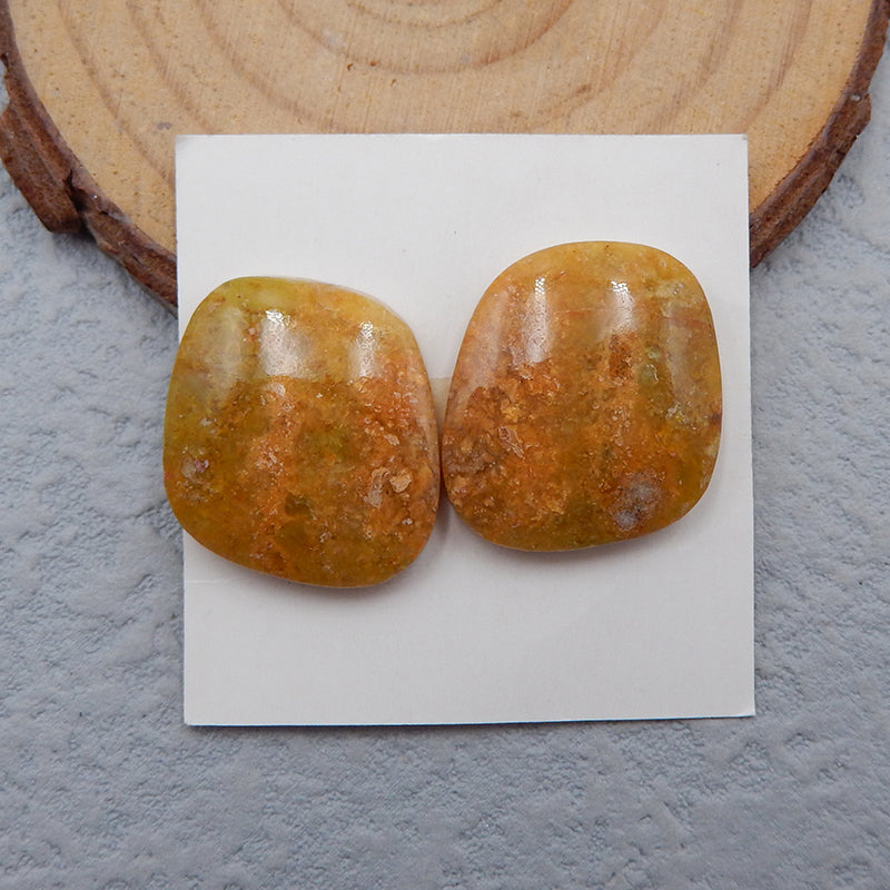Natural Yellow Opal Cabochons Paired 20x18x5mm, 5.6g