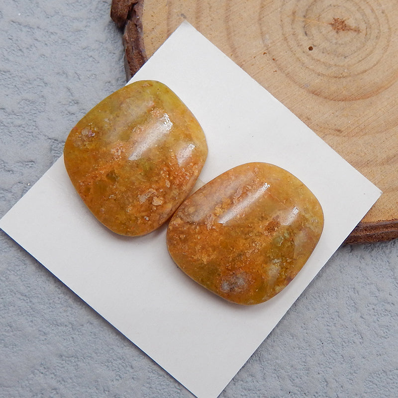 Natural Yellow Opal Cabochons Paired 20x18x5mm, 5.6g