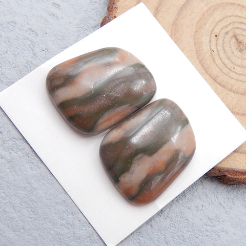 Natural Mookaite Jasper Cabochons Paired 21x17x4mm, 5.8g