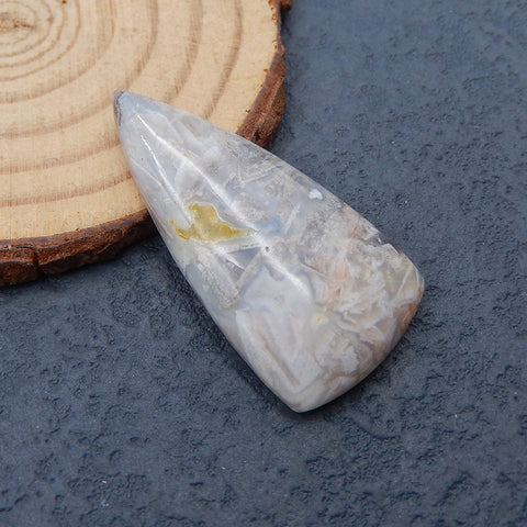 Natural Bamboo Agate Cabochon 39x20x6mm, 7.2g