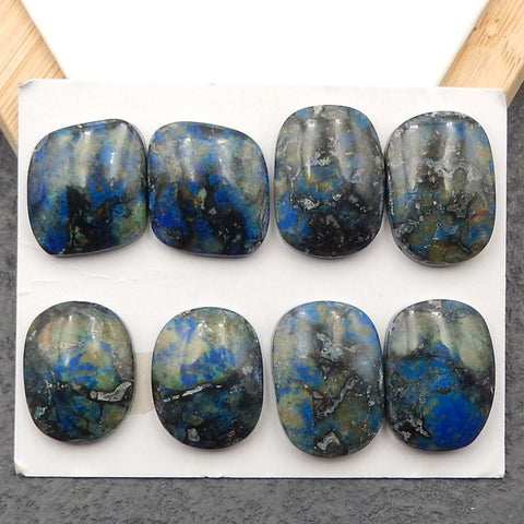 8 PCS Natural Chrysocolla Cabochons 23x9x4mm, 16x11x5mm, 11.0g