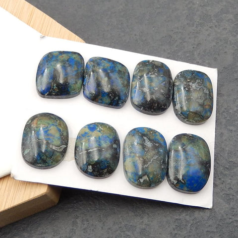 8 PCS Natural Chrysocolla Cabochons 23x9x4mm, 16x11x5mm, 11.0g