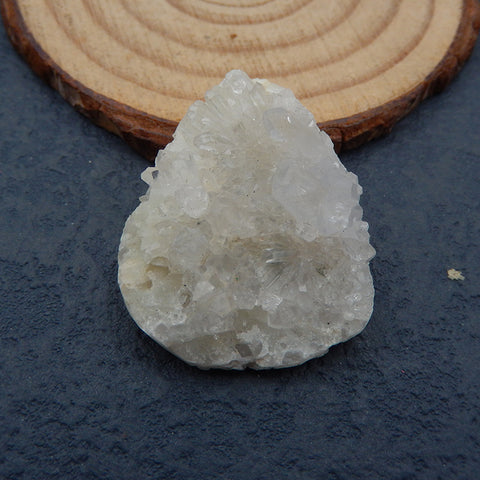 Natural Quartz Drusy Crystal Cabochon 32X26X12mm, 11.2g