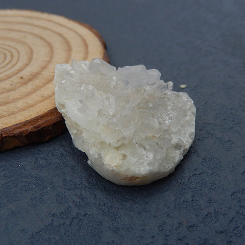 Natural Quartz Drusy Crystal Cabochon 32X26X12mm, 11.2g