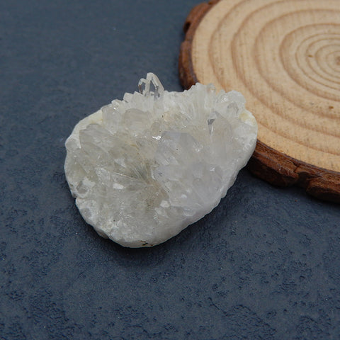 Natural Quartz Drusy Crystal Cabochon 32X26X12mm, 11.2g