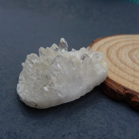Natural Quartz Drusy Crystal Cabochon 32X26X12mm, 11.2g