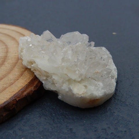 Natural Quartz Drusy Crystal Cabochon 32X26X12mm, 11.2g