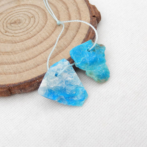 Paire de cabochons en opale bleue naturelle 16 x 15 x 3 mm, 1,9 g