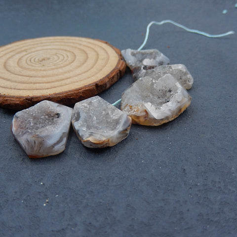 5 PCS Crystal Mineral Pendant beads, 24X25X9mm,20X13X6m, 21.2g