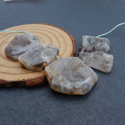 5 PCS Crystal Mineral Pendant beads, 24X25X9mm,20X13X6m, 21.2g