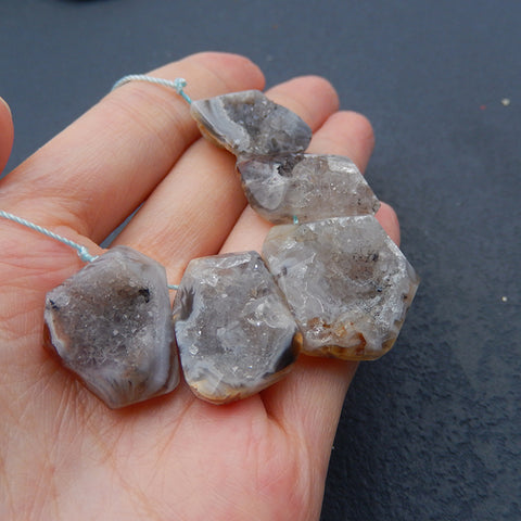 5 PCS Crystal Mineral Pendant beads, 24X25X9mm,20X13X6m, 21.2g