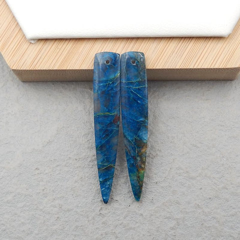 Natural Chrysocolla Earring Beads 48x9x4mm, 5.6g