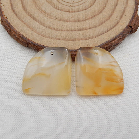 Natural Agate Earring Beads 18x18x3mm, 5.1g