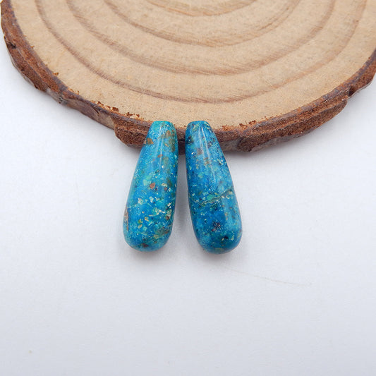 Natural Chrysocolla Earring Beads 18x6mm, 2.3g