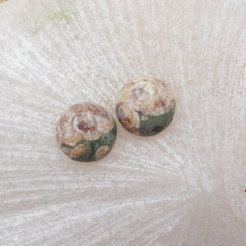 Natural Mushroom Jasper Cabochons Paired 10x10x4mm, 1.5g