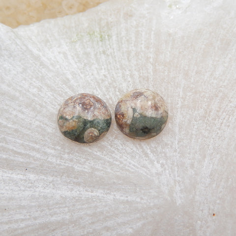 Natural Mushroom Jasper Cabochons Paired 10x10x4mm, 1.5g