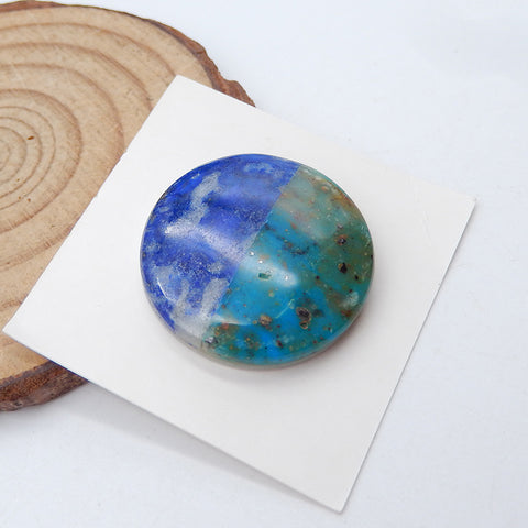 Lapis Lazuli Naturel, Cabochon Chrysocolle Collé, 25x6mm, 6.6g