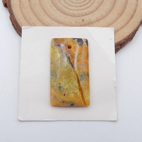 天然黄蛋白石矩形钻孔宝石凸圆形,28x16x5mm,3.42g