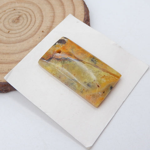 天然黄蛋白石矩形钻孔宝石凸圆形,28x16x5mm,3.42g
