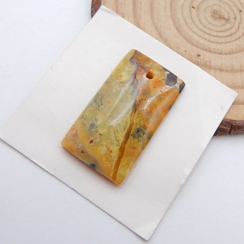 天然黄蛋白石矩形钻孔宝石凸圆形,28x16x5mm,3.42g