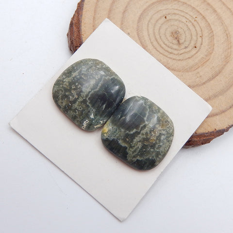 Natural Ocean Jasper Cabochons Paired 17x18mm, 4.8g
