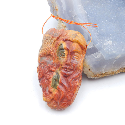 Magnifique pendentif, pendentif de déesse en pierre précieuse de jaspe de ruisseau rouge sculpté, Sexy Lady, collection de sculptures, 60x35x13mm, 42.5g