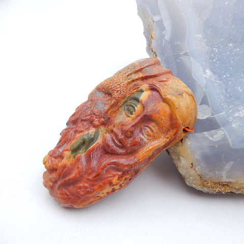 Magnifique pendentif, pendentif de déesse en pierre précieuse de jaspe de ruisseau rouge sculpté, Sexy Lady, collection de sculptures, 60x35x13mm, 42.5g