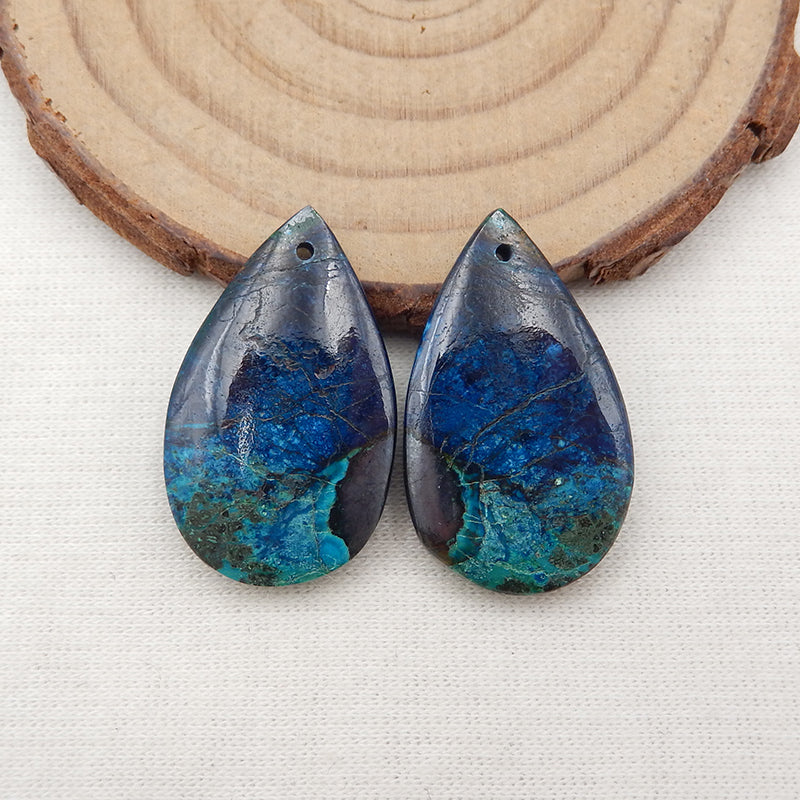 Natural Blue Chrysocolla Earring Beads 28x16x5mm, 9.2g
