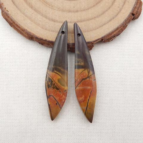1 对多色毕加索碧玉耳环石,39x12x4mm,5.9g
