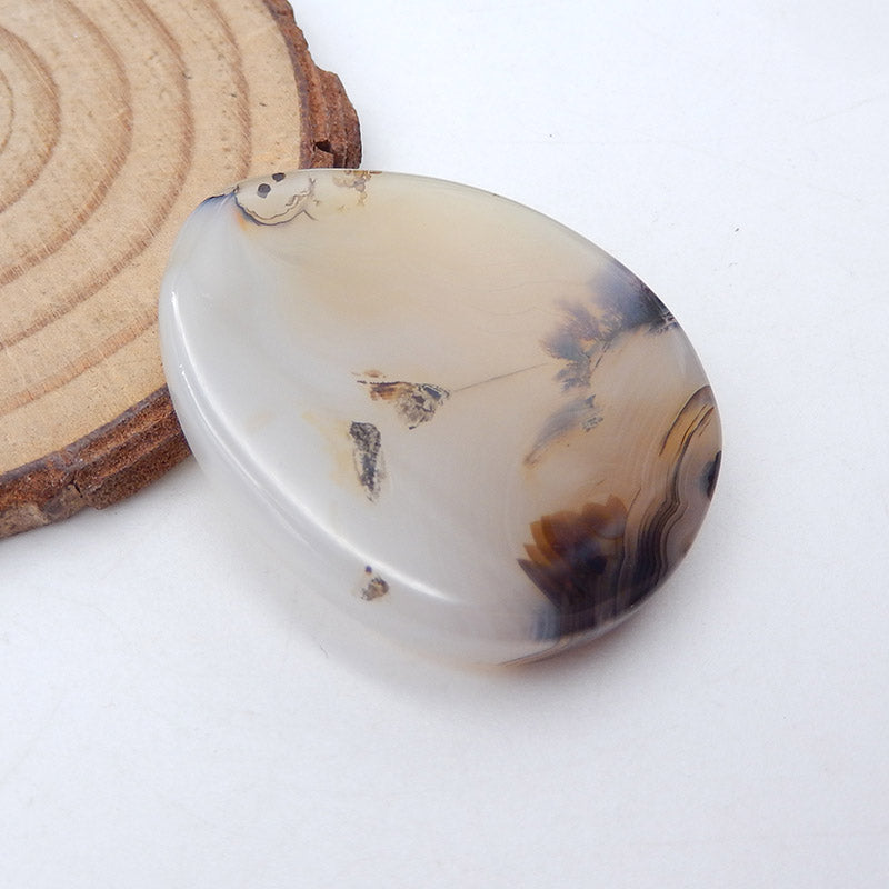 Natural Dendritic Agate Cabochon 37x29x7mm, 14.8g
