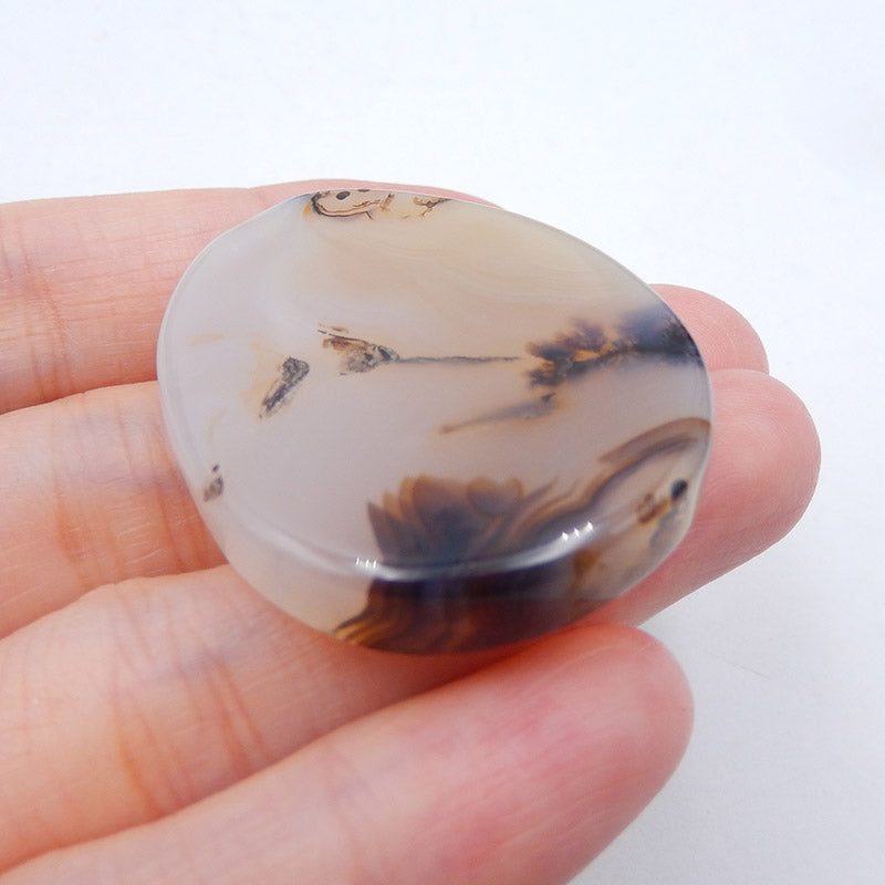Natural Dendritic Agate Cabochon 37x29x7mm, 14.8g
