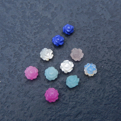 5 Pairs Flower Cabochons 6X4mm, 1.7g