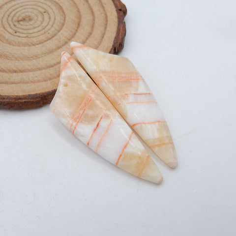 Natural Pork Jasper Earring Beads 48x15x4mm, 9.9g