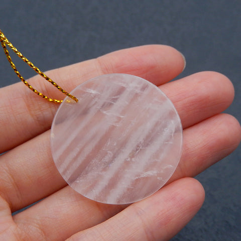 Natural Rose Quartz Pendant Bead 35x35x3mm, 8.5g