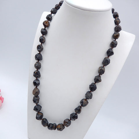 Raw Gemstone Necklaces, Ruby Gemstone Necklaces Necklace, 925 Silver Buckle Necklace, 20 inch, 75.9g