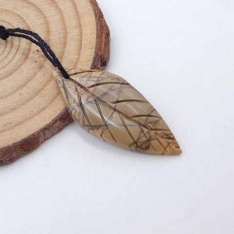 New Design Red Creek Jasper feuille sculptée Pendentif Perle, 35x15x4mm, 3.1g