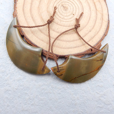 天然红溪碧玉宝石耳环一对,39X19X5mm,8.4g