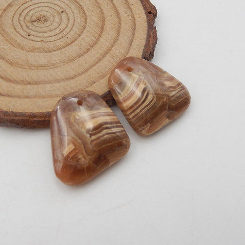 天然阿根廷菱锰矿宝石耳环一对,20x20x5mm,10.5g