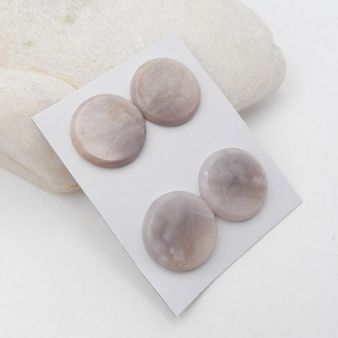 2 Pairs Natural Purple Agate Cabochons 22x3mm, 13.6g