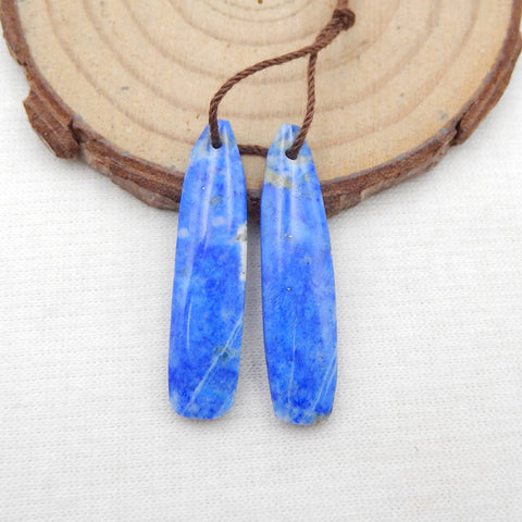 Boucles d'oreilles en pierres précieuses de lapis-lazuli naturel, 33 x 8 x 3 mm, 3,8 g
