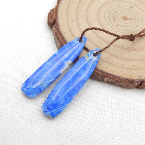 Boucles d'oreilles en pierres précieuses de lapis-lazuli naturel, 33 x 8 x 3 mm, 3,8 g