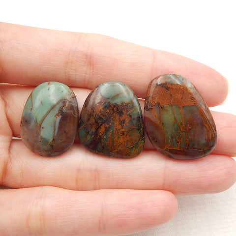 3 PCS Natural Chrysocolla Cabochons 25x19x4mm, 21x16x3mm, 3.6g