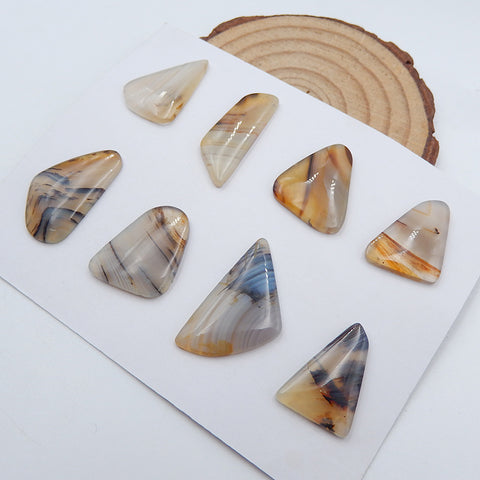 8 PCS Natural Agate Cabochons 28X16X3mm, 14.4g