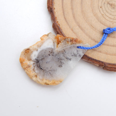 树枝状玛瑙宝石天然凸圆形,30X23X3mm,4.1g