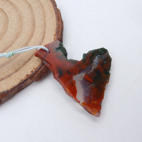 天然战国红玛瑙宝石吊珠,27X27X3mm,3.4g